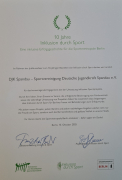 Urkunde 10 Jahre Inklusion durch Sport
